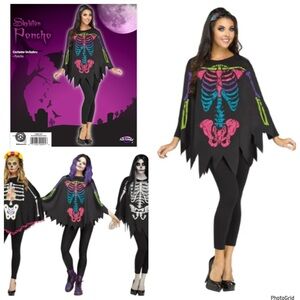 Fun World Skeleton Poncho Halloween costume one size
